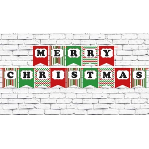 Изображение товара -  Новогодняя гирлянда “Merry Christmas“ красно-зеленый красочный стиль Английский - Merry Christmas