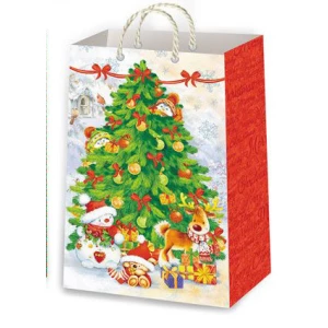 Изображение товара - Новогодние пакеты лимитированные 38х24 (П1-Микс-29) Елка и зверята (П1-142)
