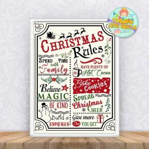 Изображение товара -  Постер “Правила нашего дома“ “Christmas Rules“ А3+рамка