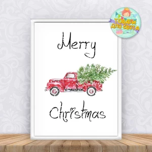 Изображение товара -  Постер новогодний “Merry Christmas. Новогодний грузовик“ А4 (без рамки)