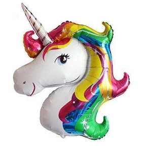 Изображение товара -  ШАР 110см.*80см ФИГУРНЫЙ.“ЕДИНОРОГ РАДУГА (голова)“ ФОЛЬГИРОВАННЫЙ