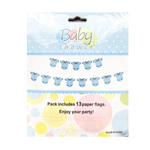 Изображение товара -  Гирлянда “Беби шауэр/Baby shower для мальчика Гендер пати Голубой Бодик