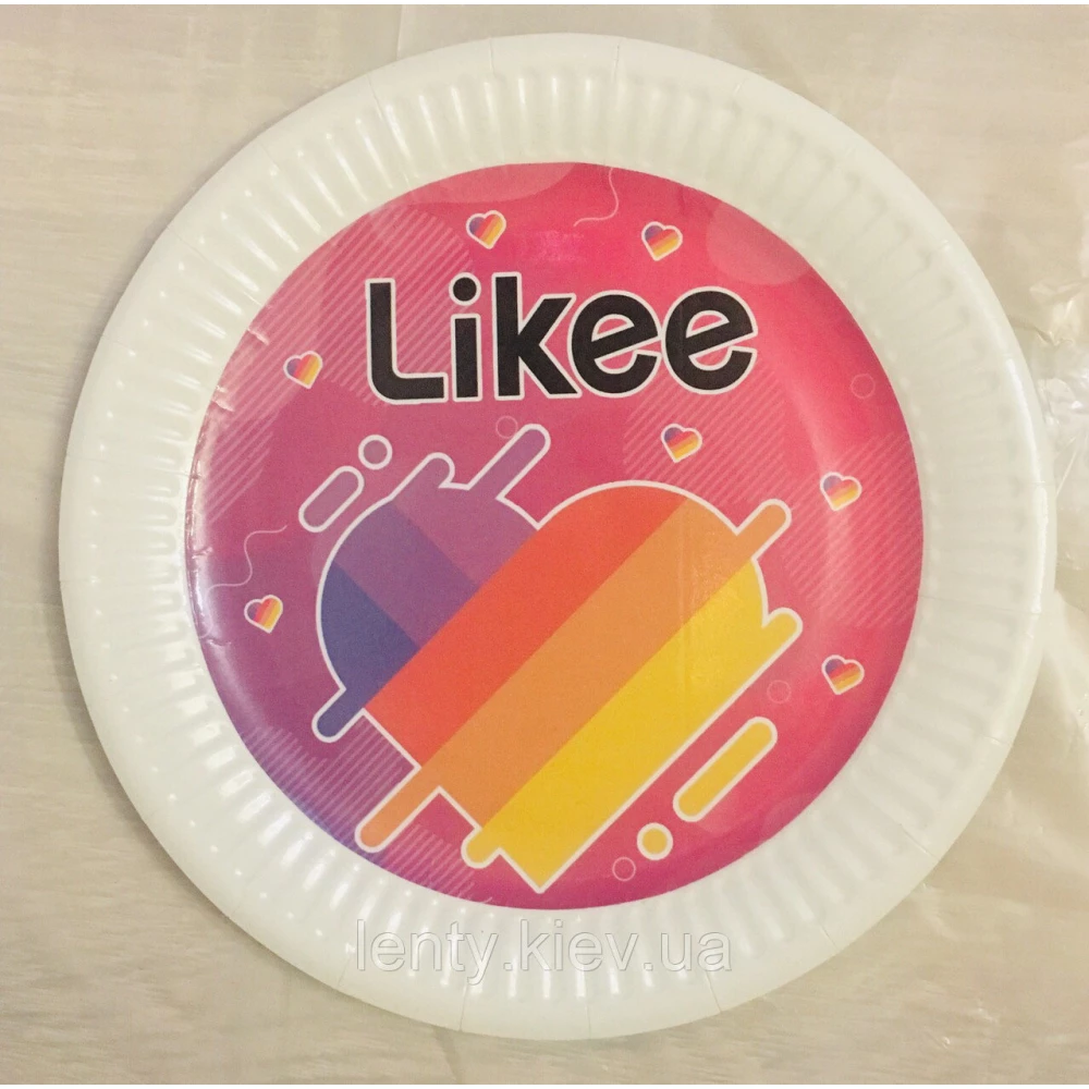 Тарелки (18см.) (Поштучно)“Лайки / Лайк / Likee“ розов. бумажные