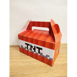 Изображение товара - Коробочка “Майнкрафт ТНТ“ для подарков, мини тортика, комплимент гостям 14х14,5х8 см малотиражные -