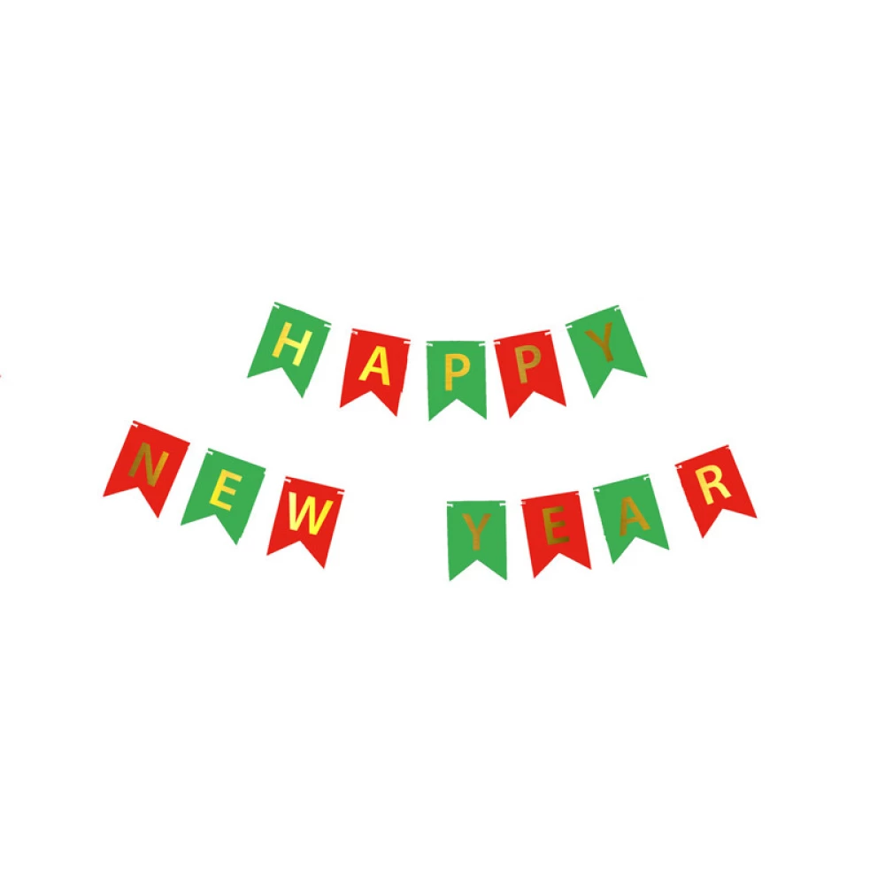 Новогодняя гирлянда “Happy New Year“ красно-зеленый красочный стиль