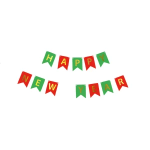 Изображение товара -  Новогодняя гирлянда “Happy New Year“ красно-зеленый красочный стиль