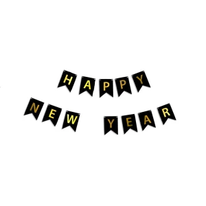 Изображение товара -  Новогодняя гирлянда “Happy New Year“ черно-золотая