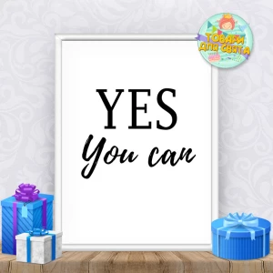 Изображение товара -  Постер мотивационный “Yes you can“ (Да, ты сможешь) А4+рамка