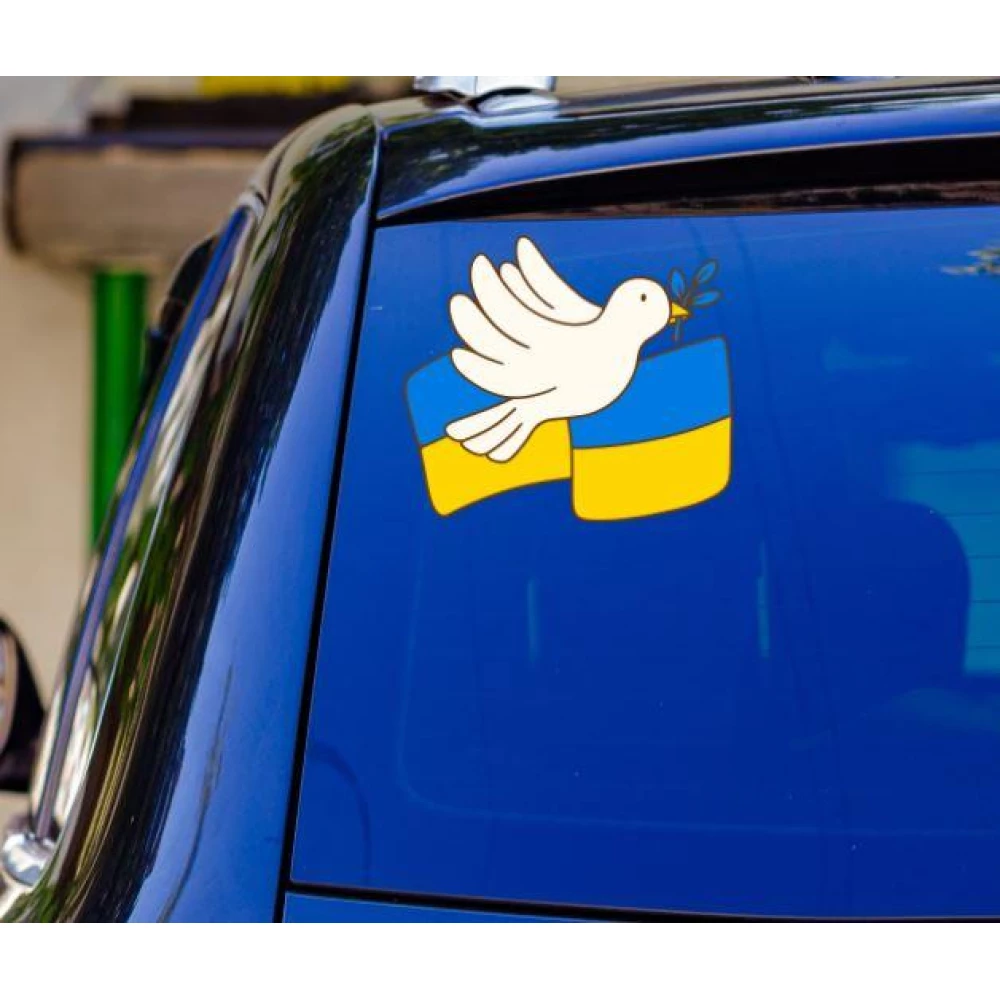 Патриотическая наклейка на машину “Голубь мира. ЖБ Флаг“ 21х18 см - на стекло /авто/автомобиль/машину