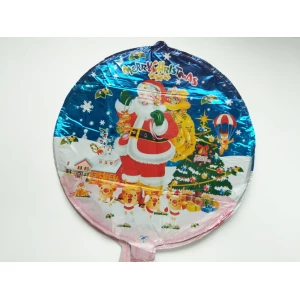 Изображение товара - Фольгированный шар круглый с рисунком новогодним “Дед Мороз“ 45 см