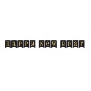 Изображение товара -  Новогодняя гирлянда “Happy New Year“ черно-золотой фон