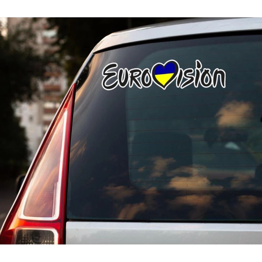 Патриотическая наклейка на авто / машину “Eurovision / Євробачення 2022 / 2023“ 30х7 см на автомобиль / машину