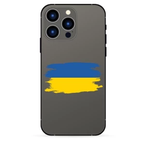 Изображение товара -  Патриотическая наклейка на телефон / чехол “Флаг Украины (мазки краски, рванный)“ 6х3 см
