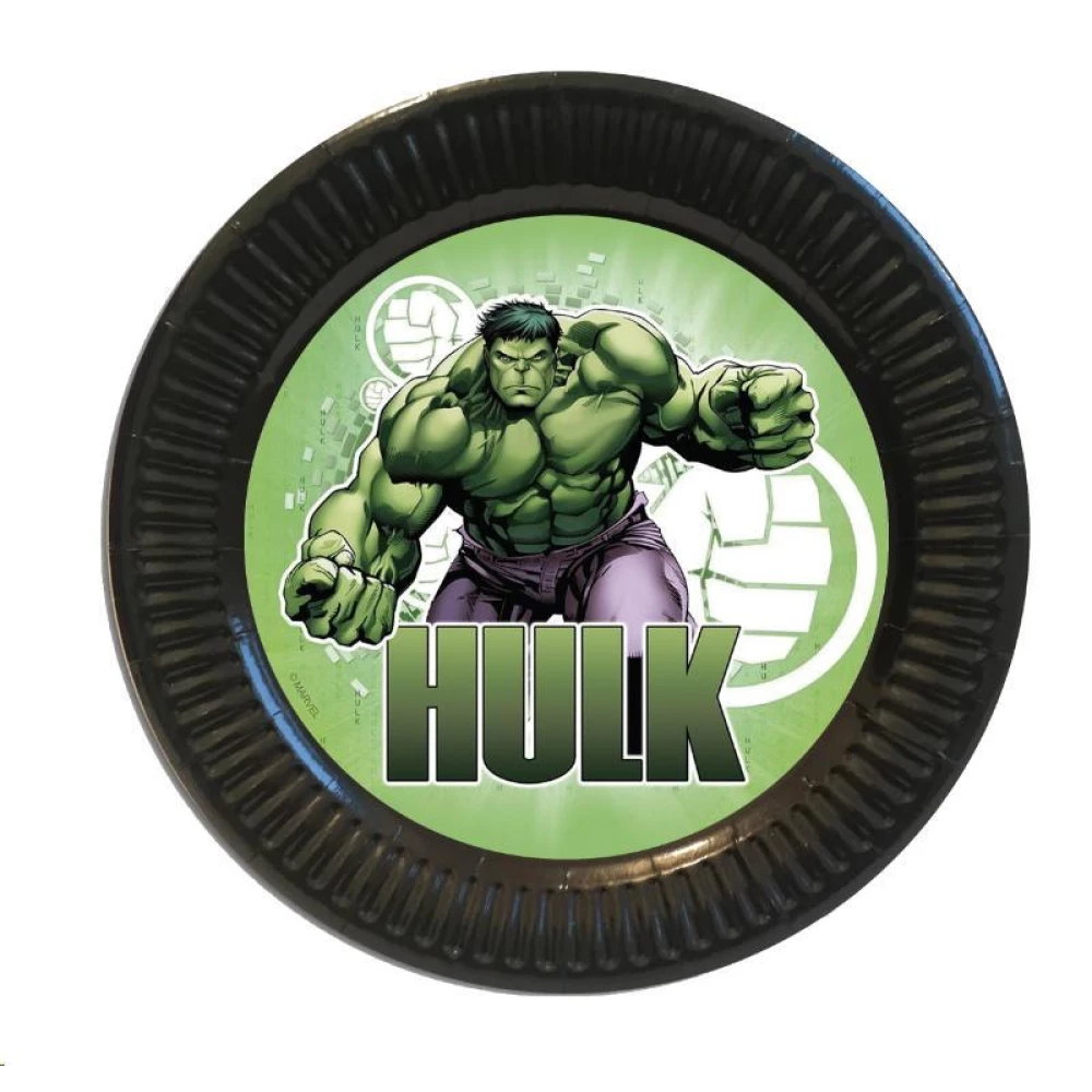 Тарелки “Халк. Супергерои“ черные 18см бумажные (Поштучно)