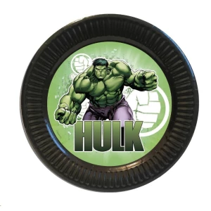 Изображение товара -  Тарелки “Халк. Супергерои“ черные 18см бумажные (Поштучно)