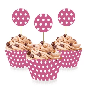 Зображення товара - Набір для капкейків (6шт/уп )Горох рожевий