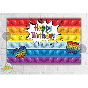 Изображение товара -  Плакат “Поп ит / Pop it“ 120х75 см на детский День рождения - Английский