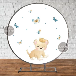 Изображение товара - Круглый Баннер “Маленький Король Лев“ 2х2м - Фотозона (виниловый) для Дня Рождения -
