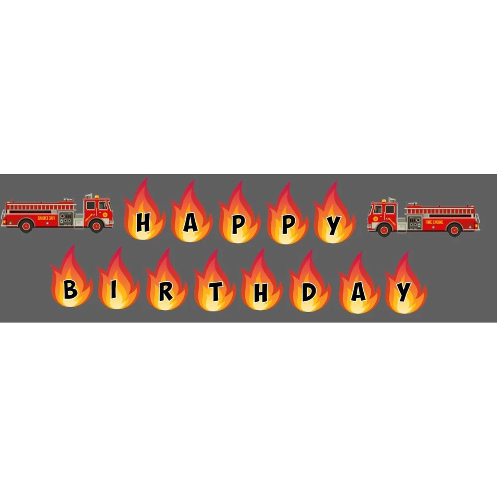 Гирлянда фигурная “Пожарники“ Happy Birthday + 2 пожарные машины