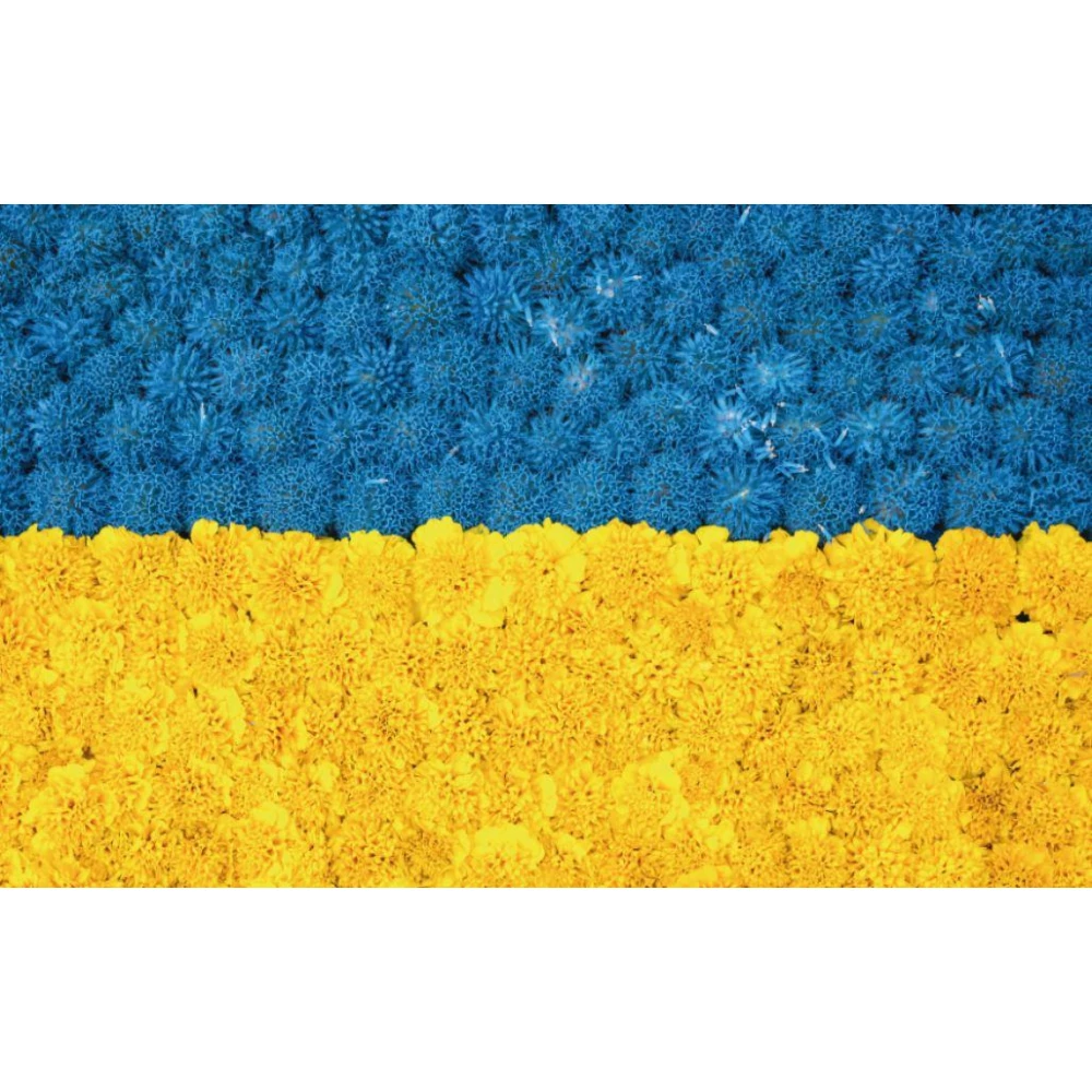 Фото-фон виниловый патриотический 120×75 см “Флаг Украины - Цветы“