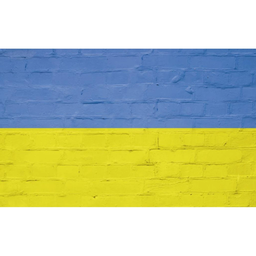 Фото-фон виниловый патриотический 120×75 см “Флаг Украины: Кирпичная стена - 2“