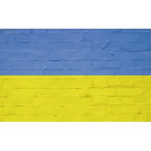 Изображение товара -  Фото-фон виниловый патриотический 120×75 см “Флаг Украины: Кирпичная стена - 2“