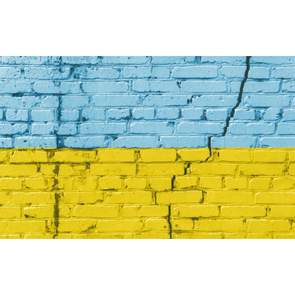 Фото-фон виниловый патриотический 120×75 см “Флаг Украины: Кирпичная стена - 1“