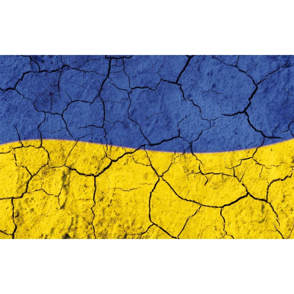 Фото-фон виниловый патриотический 120×75 см “Флаг Украины: треснувшая, сухая земля“