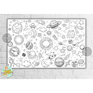 Зображення товара - Плакат — Розмальовка “Космос“ 120х75 см