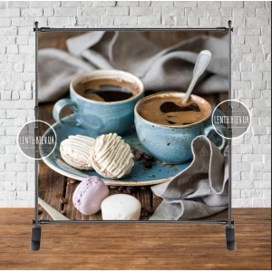 Изображение товара -  Баннер “Кофе и макарунс“ 1,5х1,5м  (виниловый) - (каркас отдельно) -
