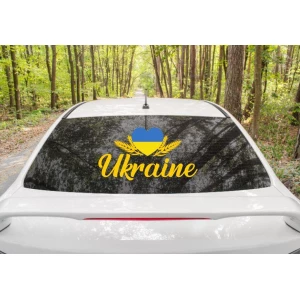 Изображение товара -  Патриотическая наклейка на авто / машину “Сердце Украины, пшеница“ ЖБ 55х30см на стекло /автомобиль /машину