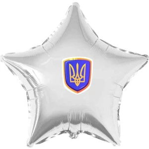Изображение товара -  Патриотическая наклейка “Герб / тризуб на синем фоне“ на шар 18“