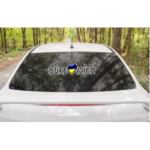 Изображение товара -  Патриотическая наклейка на авто / машину “Eurovision / Євробачення 2022 / 2023“ 50х12 см на автомобиль /