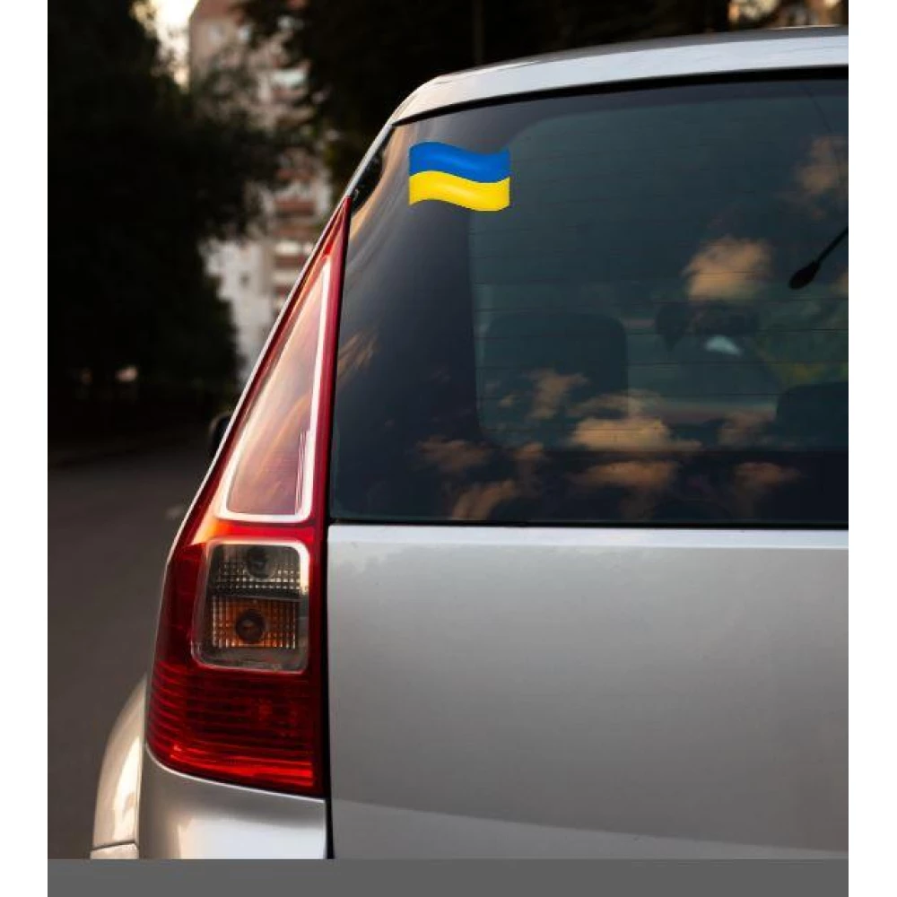 Патриотическая наклейка на машину “Флаг Украины“ (мал) 13х9 см - на стекло /авто /автомобиль