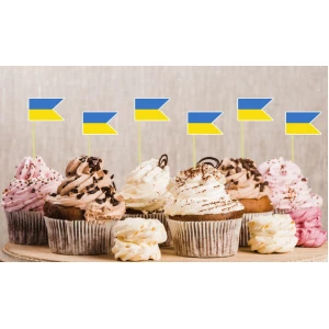 Изображение товара -  Патриотические топперы “Флаг Украины“ для бургеров или кексов в украинском стиле (6 шт/уп)