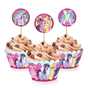 Зображення товара -  Набір для капкейків: топери і накладки на кошики (6шт/уп)-(Картон)- Маленькі Поні, Прикраса/кенді-бар, Різні кольори