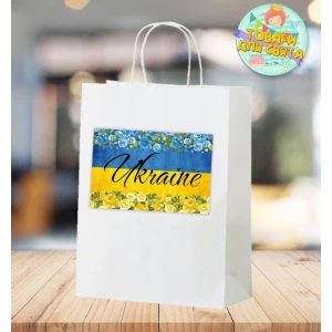 Изображение товара -  Пакет патриотический “Флаг Украины. Желто-голубые розы“  28х19х11 см