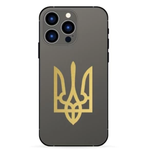 Изображение товара -  Патриотическая наклейка на телефон / чехол “Герб Украины (тризубец)“ 10х5 см (серебро или золото)