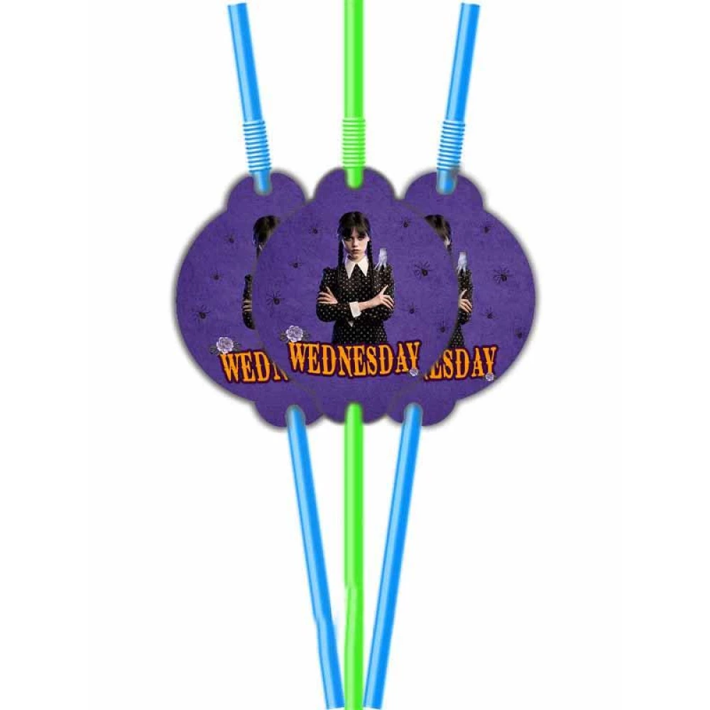 Трубочки “Венсдей / Венздей / Уенсдей Аддамс“   із гофрою (10 шт.) малотиражне видання