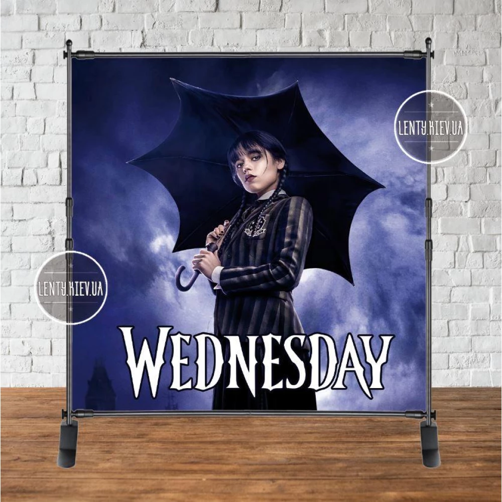 Баннер “Венсдей / Венздей / Уенсдей Аддамс зонтик“ 2х2 - Фотозона (виниловый) -