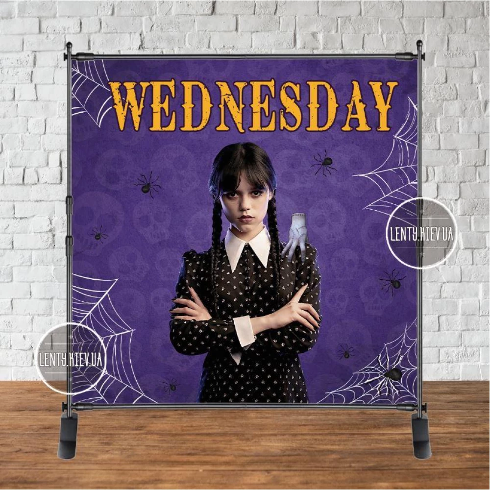 Баннер “Венсдей / Венздей / Уенсдей Аддамс паутина“ 2х2 - Фотозона (виниловый) -
