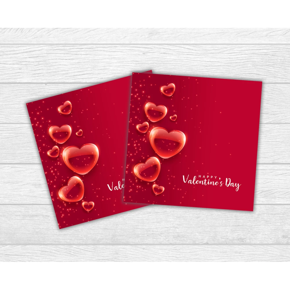 Мини открытка на День святого Валентина яркий фон, сердечки  для подарков, цветов, букетов (бирочка)