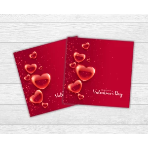 Изображение товара - Мини открытка на День святого Валентина яркий фон, сердечки для подарков, цветов, букетов (бирочка)