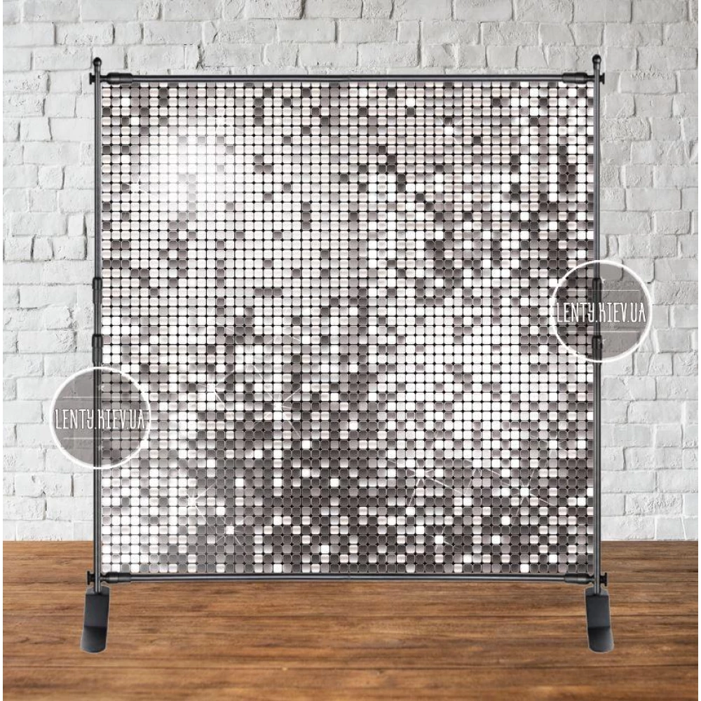 Баннер “Серебряная пайетка (имитация)“ 2х2м, - Фотозона (виниловый ) на день рождения (без каркаса) -