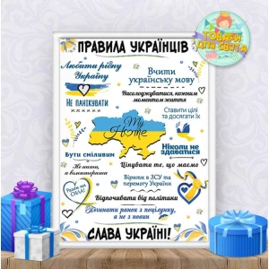 Изображение товара -  Постер “Правила Українців“  А4+рамка -