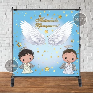 Изображение товара - Баннер на крещение “Два ангела“ 2х2м - Фотозона (виниловый) - Украинский