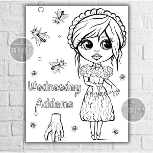 Изображение товара - Плакат - Раскраска “Венсдей / Венздей / Уенсдей / Уенздей“ 100х75 см