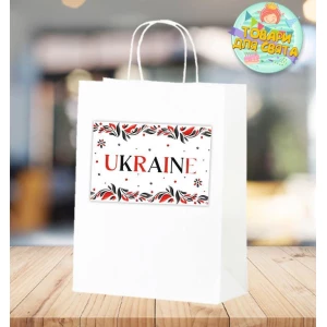 Изображение товара -  Пакет патриотический “Ukraine“ красно-черный стиль  28х19х11 см
