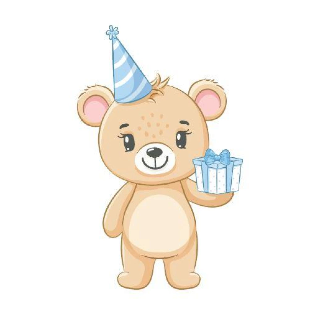 Наклейка для ростовой фигуры “Мишка мальчик день рождение, подарок“ 80х50см / интерьерная наклейка (без обреза