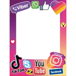 Изображение товара - Наклейка для рамки “Социальные сети“ 60х80см (без обреза) (тикток, инстаграм, вайбер, ютюб, фейсбук, лайки)